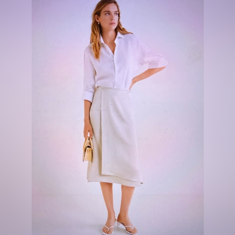 Mango Cava Midi Faux Wrap Satin Skirt